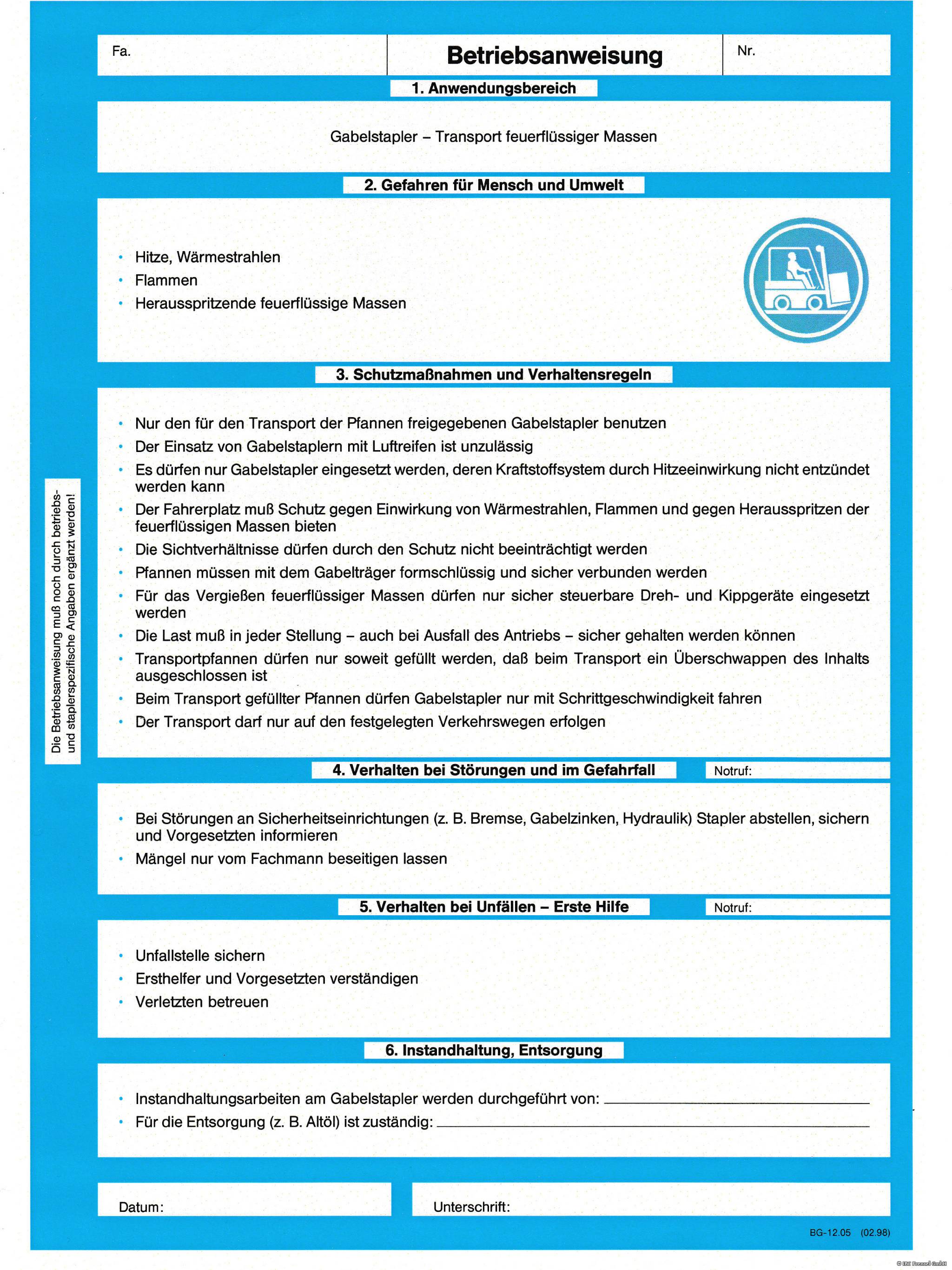 betriebsanweisung lärm und vibration Betriebsanweisung Leitern und Tritte main image 0