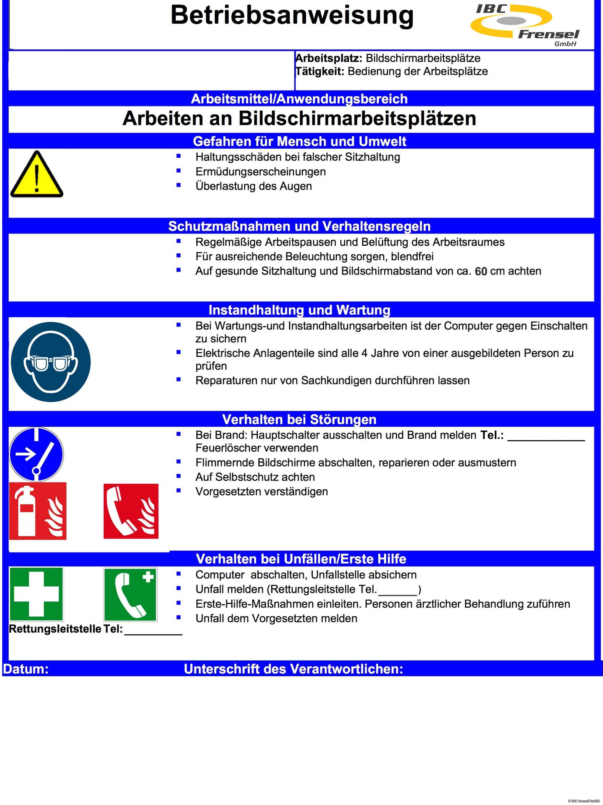 Erstellung von Betriebsanweisungen